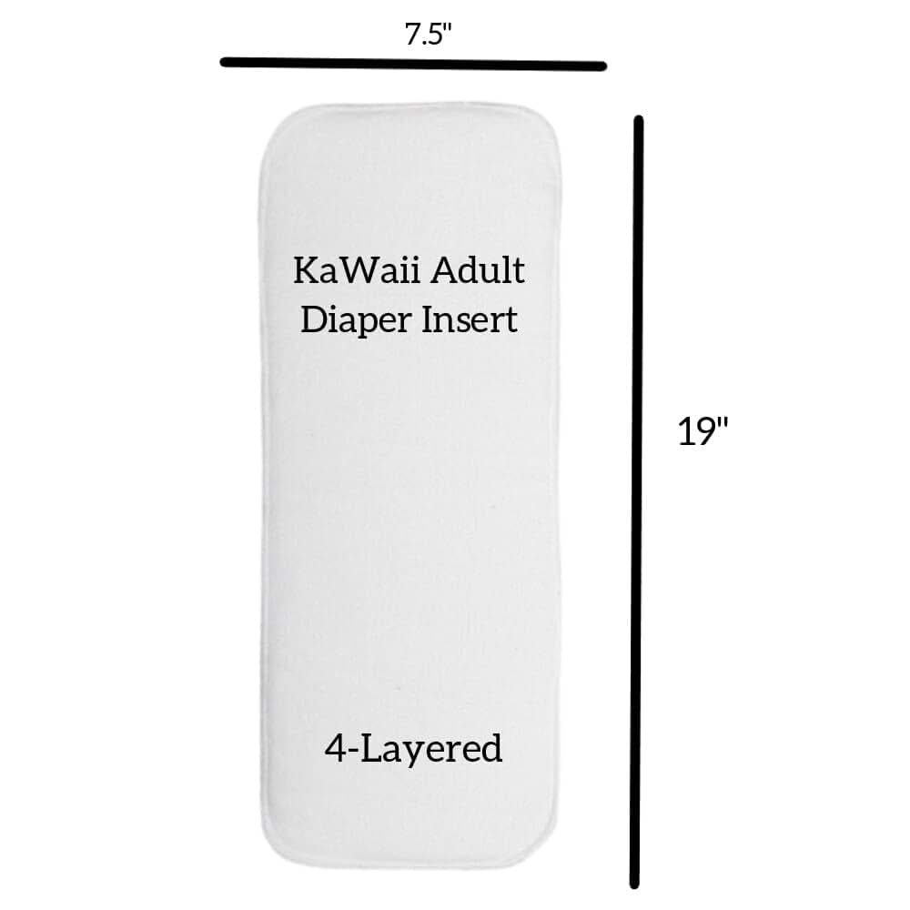 KaWaii Baby Kawaii Adult Diaper Liner Booster Pad Insert, Highly Absorbent Reusable Cloth Diaper Pads, Oversize 4-Layer