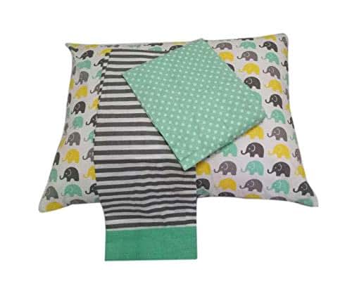 Bacati - Elephants 3 Pc Toddler Bedding Sheet Set (Mint/Yellow/Grey) (photo 4)
