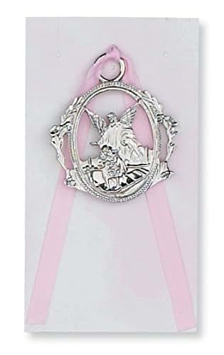 KeegansCatholicTreasures McVan Inc. Guardian Angel Crib Medal Pink - Décor Gift Religious PW6-P-MCVAN