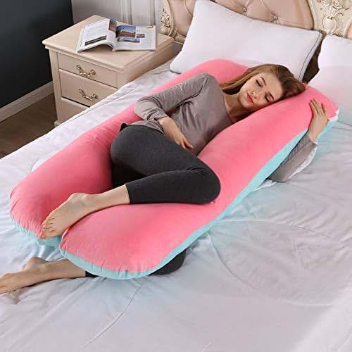Baimeng Pregnant Pillow Pink-Blue 55 Inches U Shaped Body Pillow