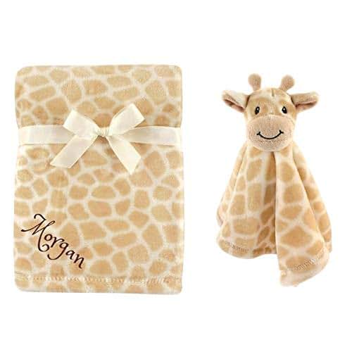 Dream Embroidery Personalized Blanket/Security Blanket Custom Blanket Monogram Baby Blanket Baby Shower (Giraffe Set)