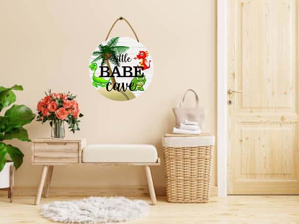 BabyOneStop KPSheng Dinosaur Door Plaque, Wooden Nursery Sign for Boys