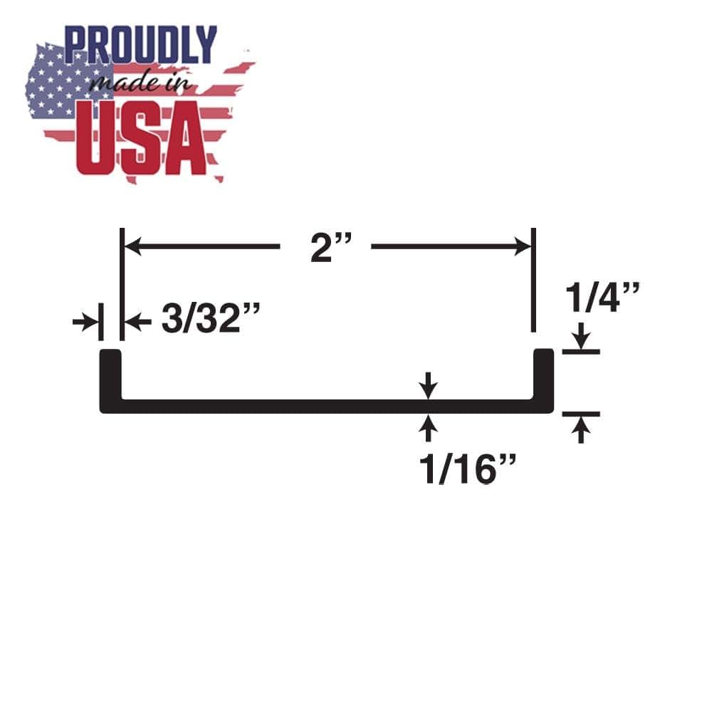 Outwater Plastics Black 2 Inch Styrene U-Channel Edge Guard (photo 2)