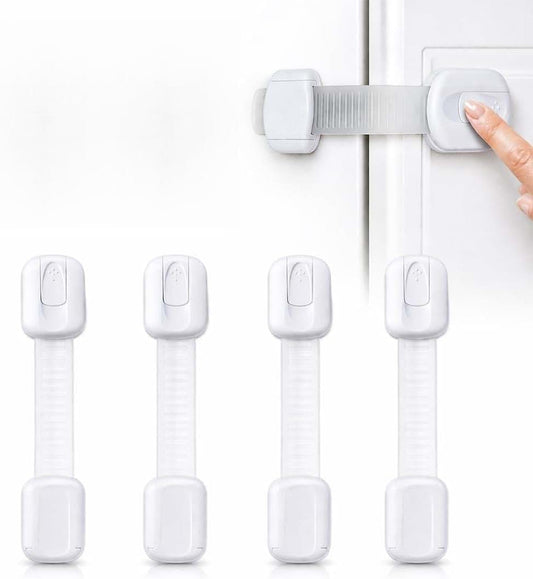 Atm Mart Baby Safety Locks, Fridge Drawer And Cabinet Latches, White (4 Pack)