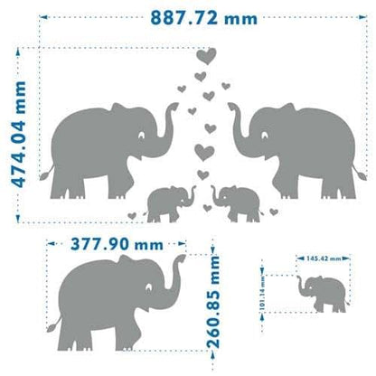 Ares Elephant Family Wall Decal With Hearts And Butterfly (photo 2)
