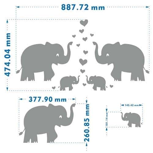 Ares Elephant Family Wall Decal With Hearts And Butterfly (photo 2)