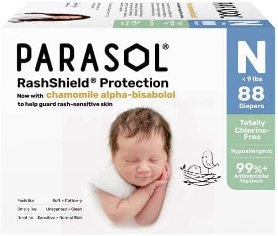 New Paraasols Chlorine-Free Luxury Diapers, Size NB, 88 Count