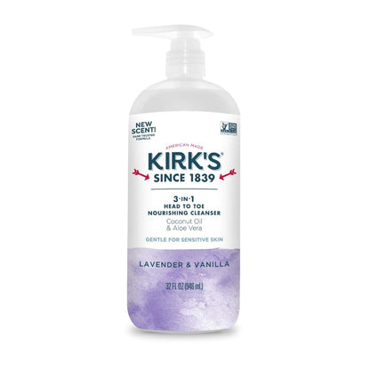 Kirk's Lavender & Vanilla 3-in-1 Nourishing Cleanser, Shampoo, Body Wash, and Bubble Bath
