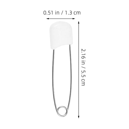 BabyOneStop 30 Pcs White Zinc Alloy and Reusable PP Diaper Safety Pins