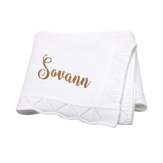ZoikoM Embroidered Baby Blanket, Personalized Baby Blanket, Cozy Soft Cotton Knit Custom Name Blanket, Baby Gift, Gift