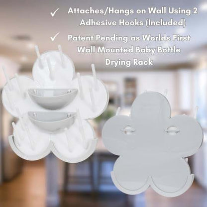 The Bottle Blossom Wall Mounted Baby Bottle Drying Rack