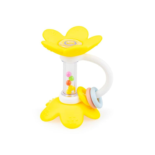 GiliGums Standing Flower Silicone Baby Rattle Teether