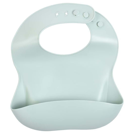 Three Little Tots Modern Silicone Baby Bib – Adjustable Fit Waterproof Catch Bibs ((Honeydew)