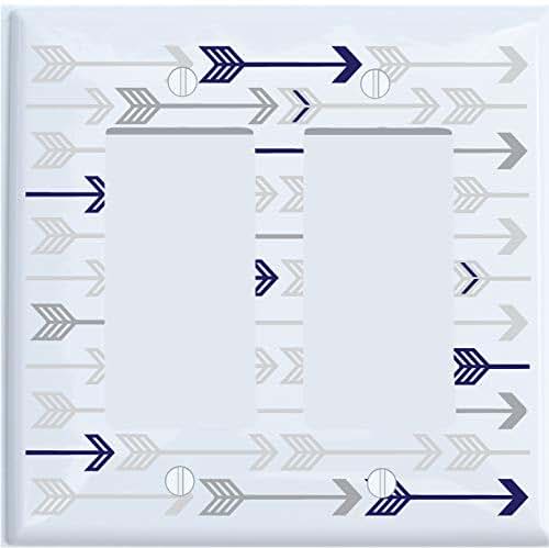 Presto Wall Decals Grey and Navy Arrow Print Light Switch Plate and Outlet Covers/Grey Woodland Nursery Decor for Baby (photo 2)