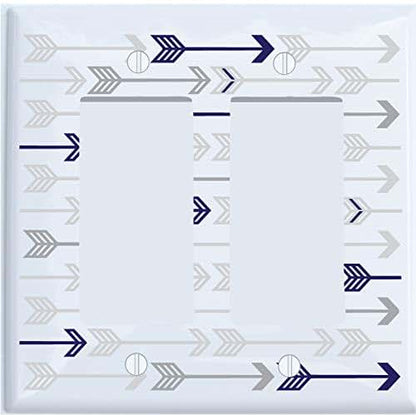 Presto Wall Decals Grey and Navy Arrow Print Light Switch Plate and Outlet Covers/Grey Woodland Nursery Decor for Baby (photo 2)