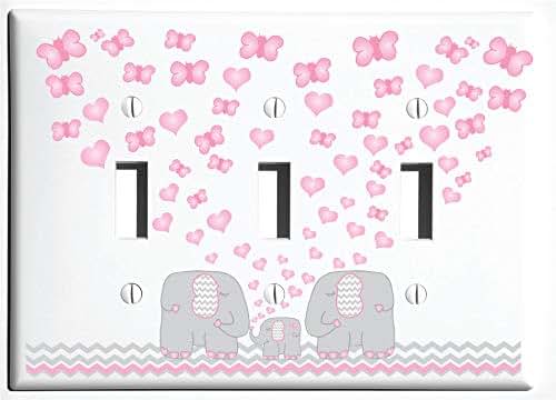 Presto Light Switch Plate Covers Pink Elephant Light Switch Plate and GFCI Outlet Covers Nursery Decor with Grey Pink