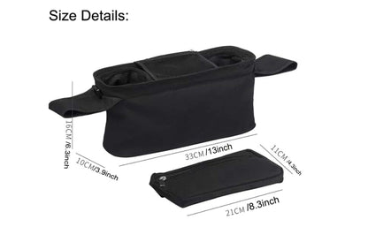 Koskids Universal Stroller Organizer with Insulated Cup Holder, Black