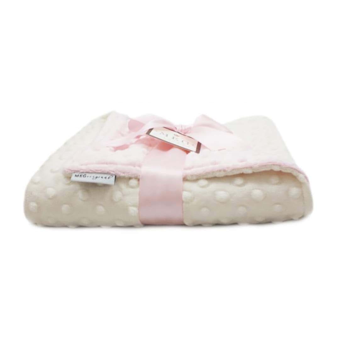 MEG Original Pink & Ivory Minky Dot Baby Crib Blanket 29x51