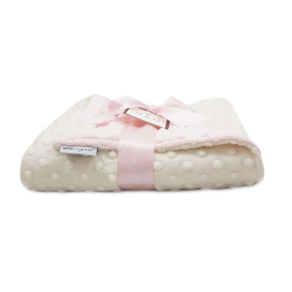 MEG Original Pink & Ivory Minky Dot Baby Crib Blanket 29x51