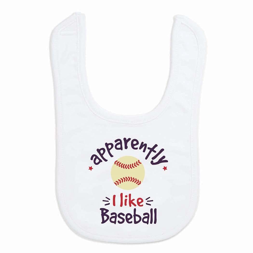 ChalkTalkSPORTS Baseball Baby Bib - Soft Microfiber With Button Closure, One Size Fits Most