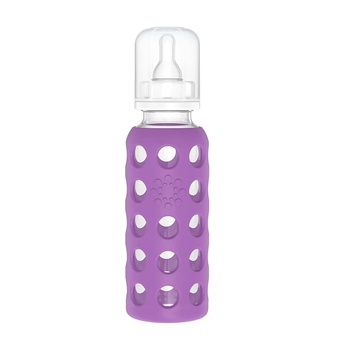 Lifefactory 9-Ounce Glass Baby Bottle With Silicone Sleeve And Stage 2 Nipple, Grape