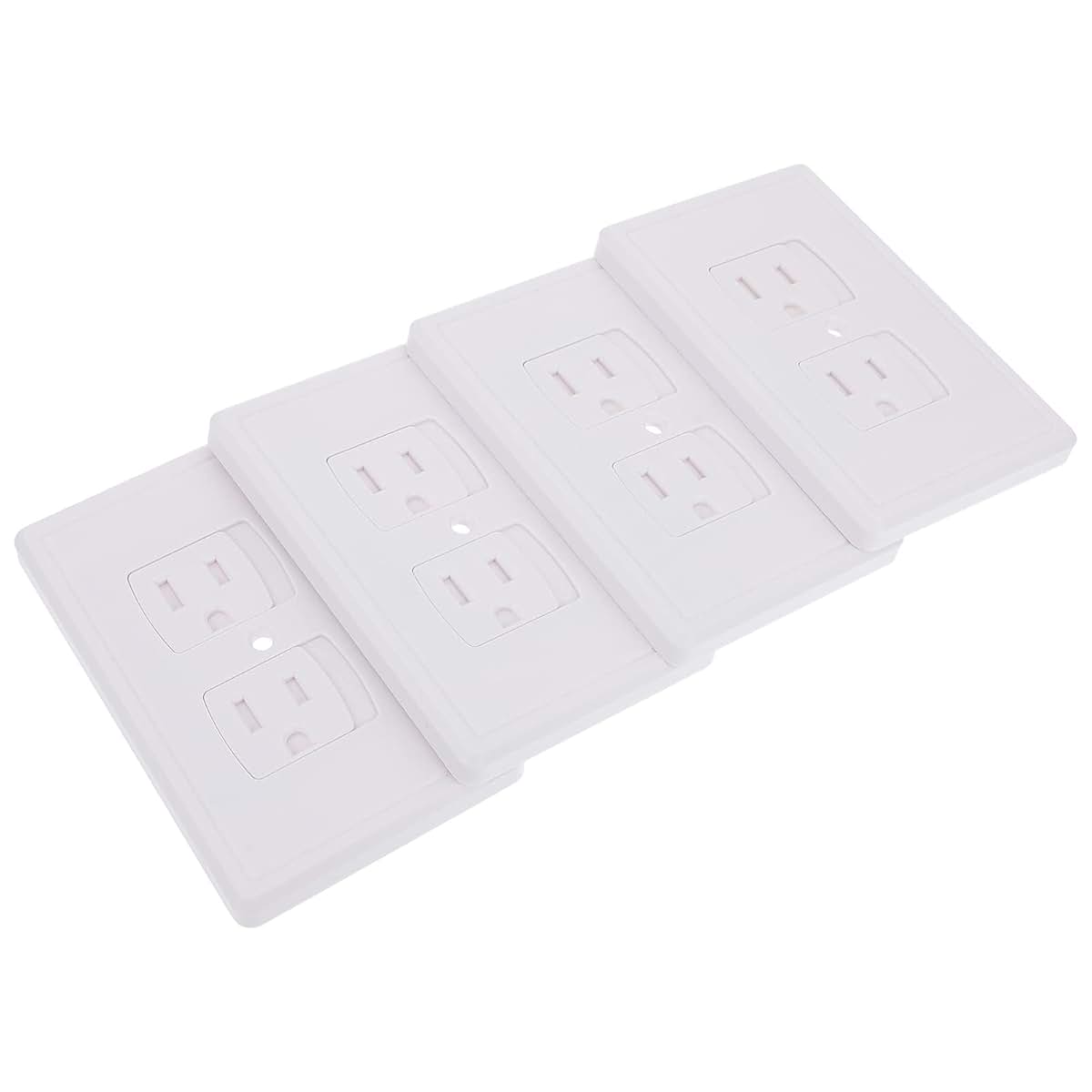 TEHAUX 4 Pack Self-Closing Outlet Covers, ABS, White Finish