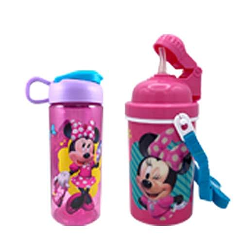 Disney Minnie Deluxe Carrying Strap Water Bottle Gift Set With Lid And Straw