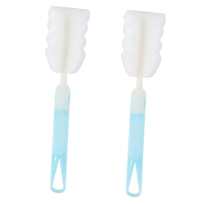 Kisangel 2pcs Sponge Bottle Brush with Handle, Soft Non-Scratch Sponge for Baby Bottles, Nipples, Pump Parts
