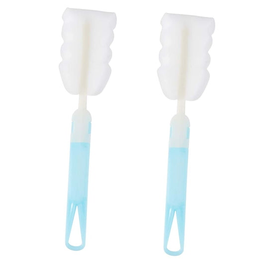 Kisangel 2pcs Sponge Bottle Brush with Handle, Soft Non-Scratch Sponge for Baby Bottles, Nipples, Pump Parts
