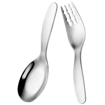 BabyOneStop Children Fork and Spoon Training Tableware Set, Stainless Steel with Storage Box