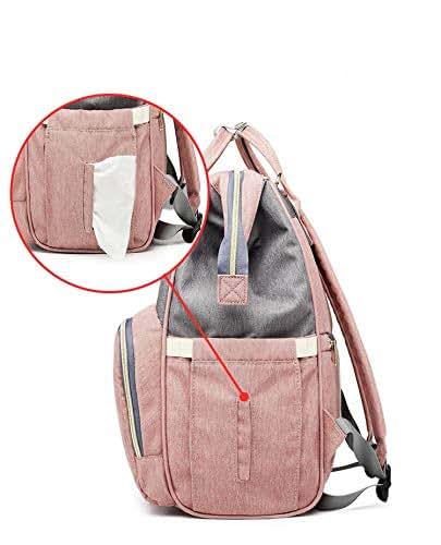 Dream Embroidery Personalized Large Diaper Bag Knapsack Custom Monogram Backpack Grey/Pink (photo 3)