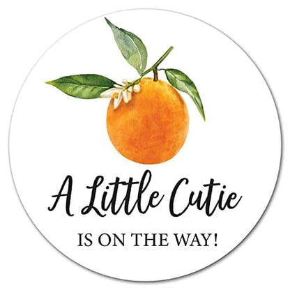 InvitationHouse 1.5"" Round - A Little Cutie is On The Way Baby Shower Stickers - Set of 60