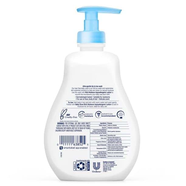 Baby Dove Tip To Toe Wash Rich Moisture, 13 Oz, Pack Of 5