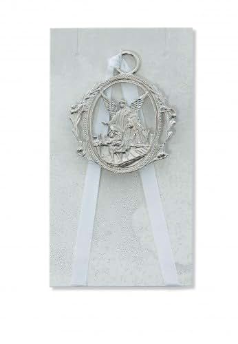 McVan Guardian Angel Crib Medal In White With Ribbon