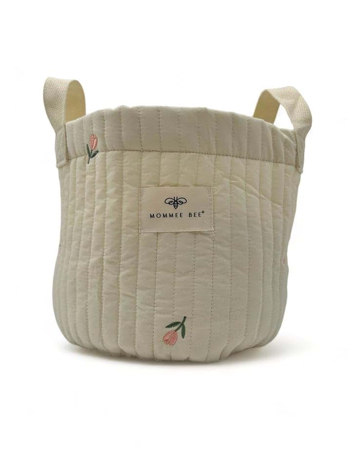 Mommee Bee Olivia Tulip Storage Basket With Handmade Embroidery (photo 4)