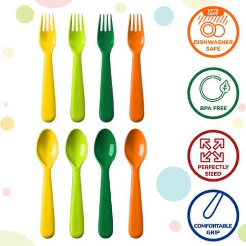 PLASKIDY Toddler Utensils Set Of 18 Plastic Kids Cutlery (photo 2)