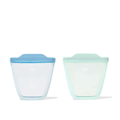 OXO Tot Silicone Reusable Bags 2 Piece Cup Set Opal And Dusk
