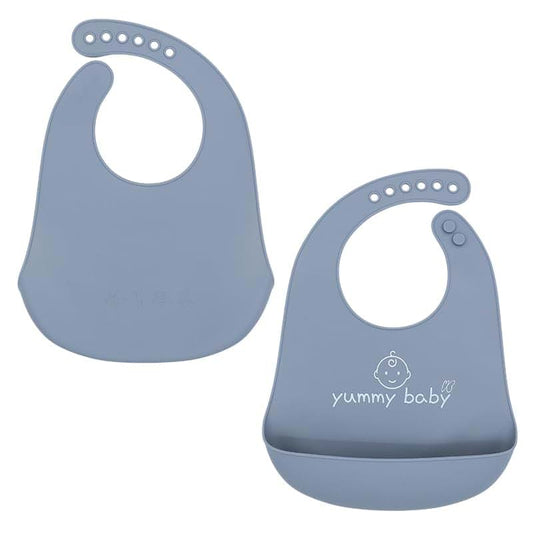 Yummy Baby Products Yummy Baby Improved Silicone Baby Bib, Ultra Soft Adjustable Waterproof with Spill Pocket, BPA