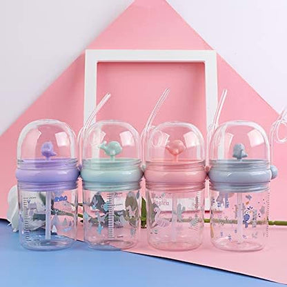 Seelucky Whale Spray Water Bottle With Straw And Carry Strap - Grey Birds 3 (photo 2)