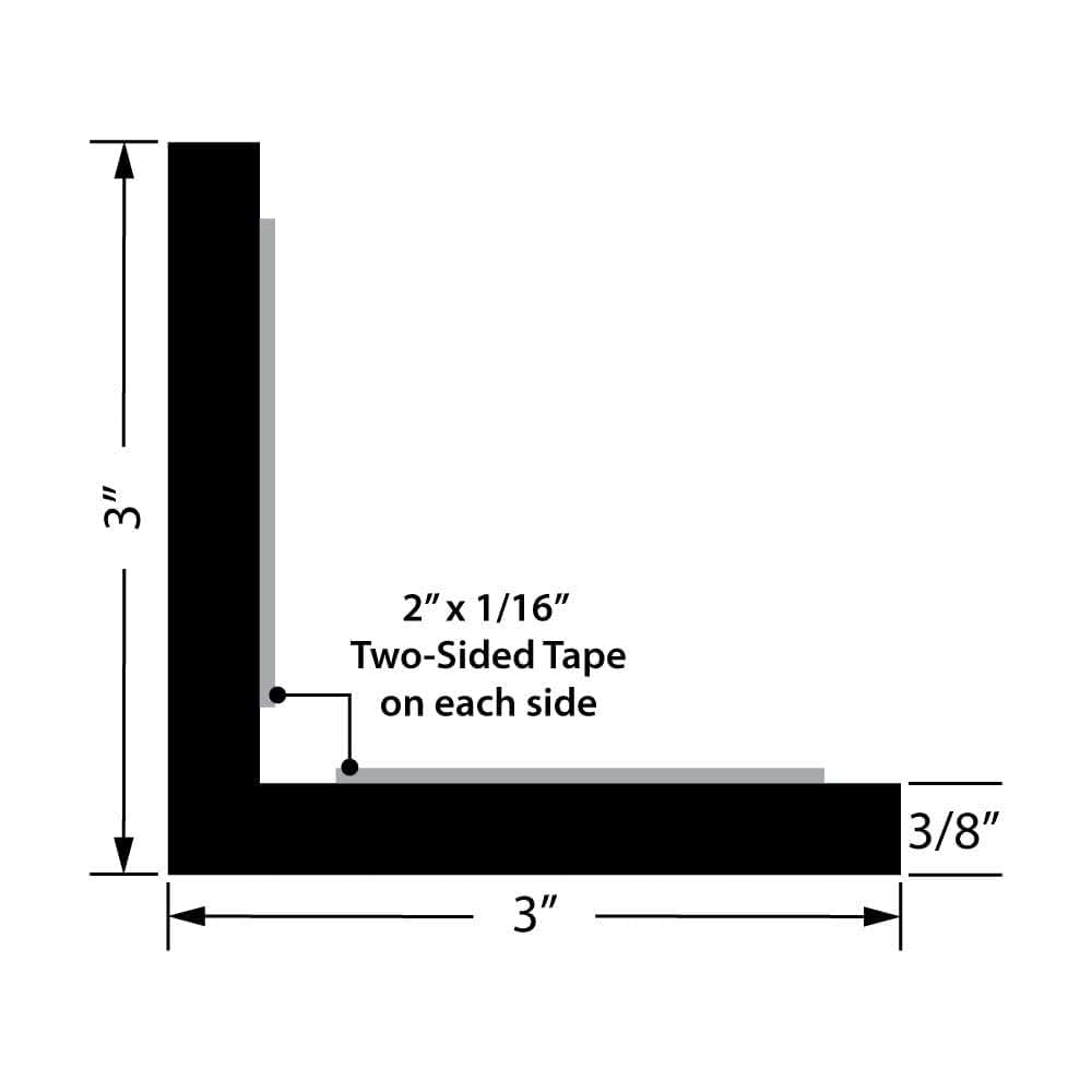 Outwater White 3" X 3" Styrene Angle Wall Corner Protector, 2 Pack (photo 2)