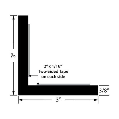 Outwater White 3" X 3" Styrene Angle Wall Corner Protector, 2 Pack (photo 2)