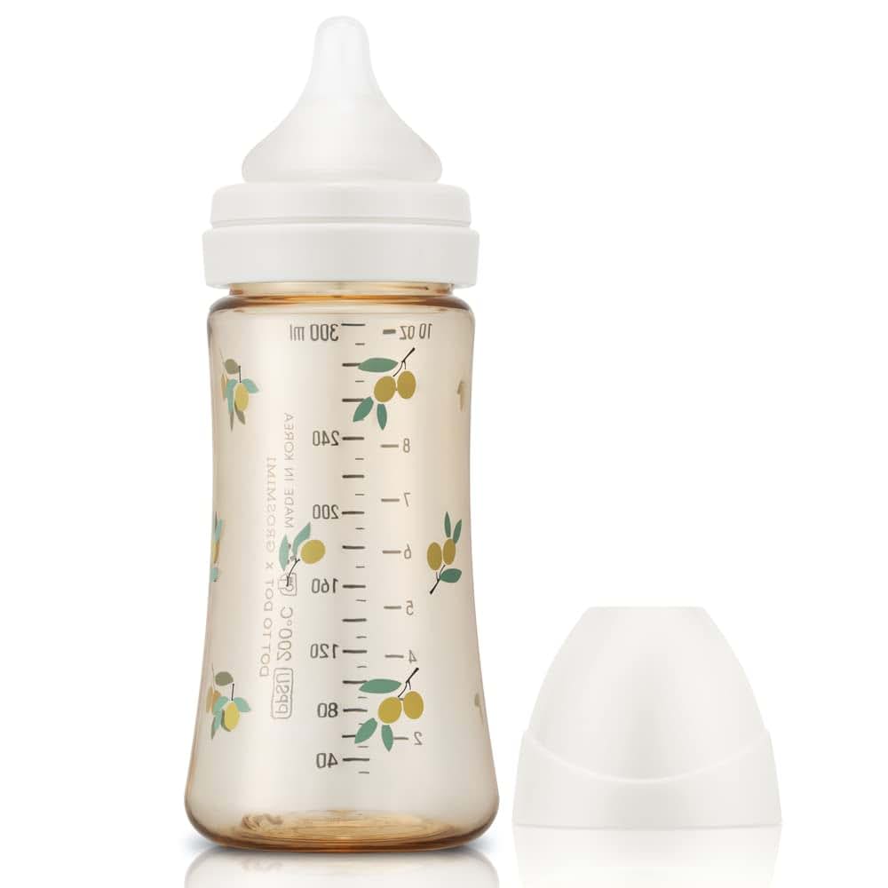 GROSMIMI PPSU Baby Bottle, Anti-Colic Valve, 3M+, 10oz (Olive - White)
