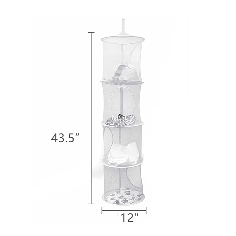 BabyOneStop 2 Pcs 4 Tier Foldable Hanging Mesh Storage Basket With Hooks