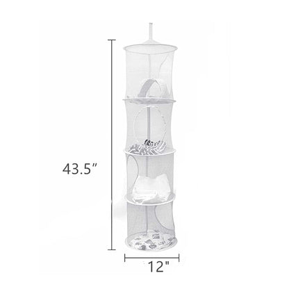 BabyOneStop 2 Pcs 4 Tier Foldable Hanging Mesh Storage Basket With Hooks