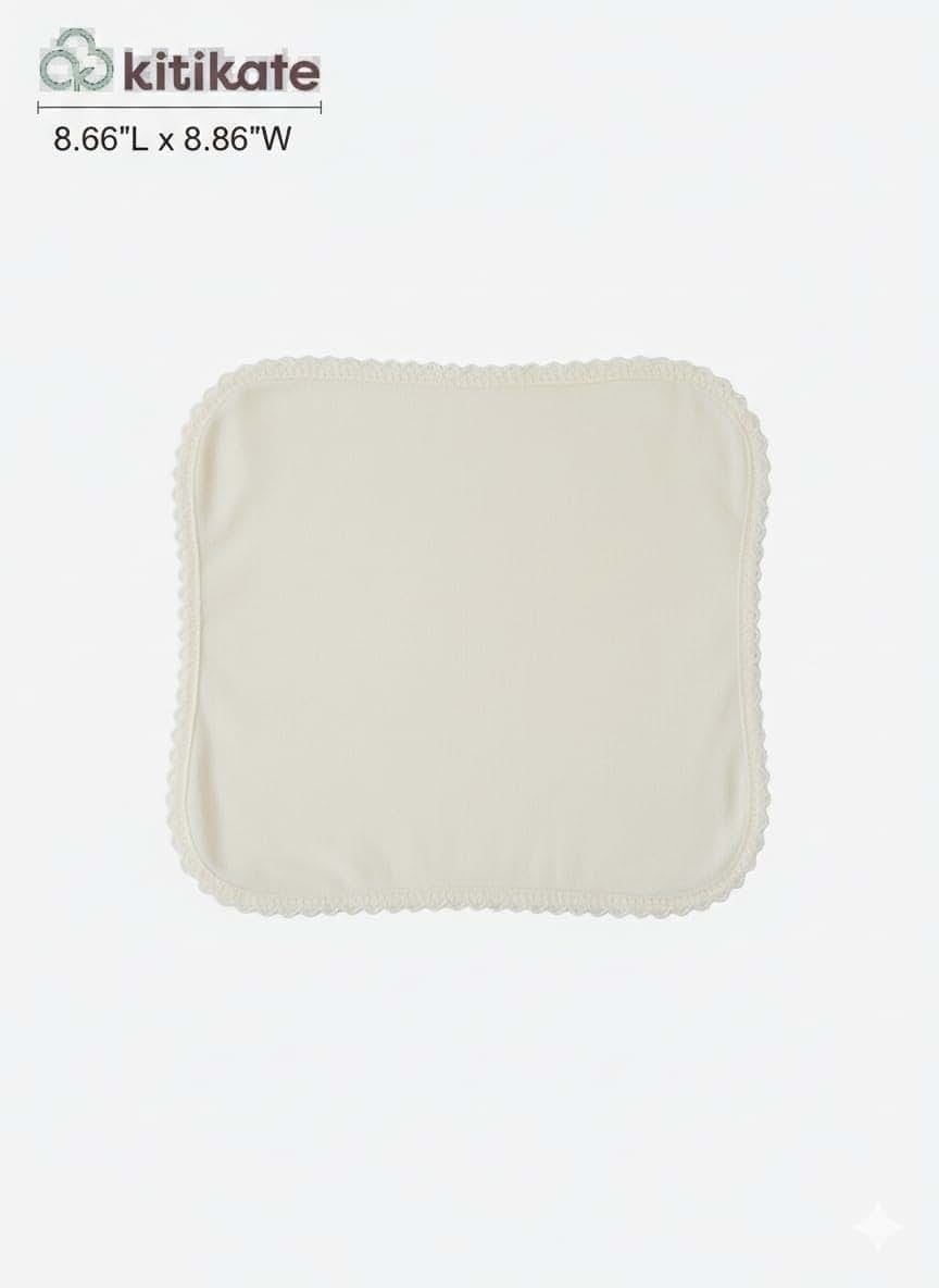 Kitikate Organic Basic 4-Pack Baby Burp Cloths – 100% Cotton, Crochet Edged (Natural) (photo 2)