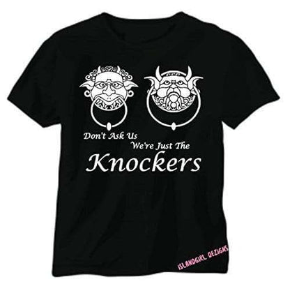 IslandGirl Dezigns We're JUST the KNOCKERS Labyrinth Tshirt, Goblin King, Door Knocker, David Bowie, Funny Tees, Geek