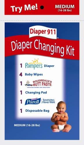 Diaper911 Diaper Changing Kit 6 Pack+Portable Diaper Bag (Medium) For Children 16-28 lbs.