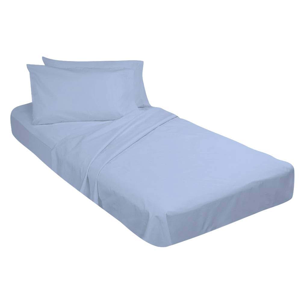 Yarns of Cotton Bed Cot Fitted Sheet - 30" x 80" Light Blue Solid - 1 Qty Cot Fitted Sheet Only - Cot Size Mattress