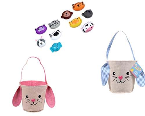 Retail Easter canvass floppy ears bunny baskets: one pink and one blue. Easy to carry lightweight baskets for the