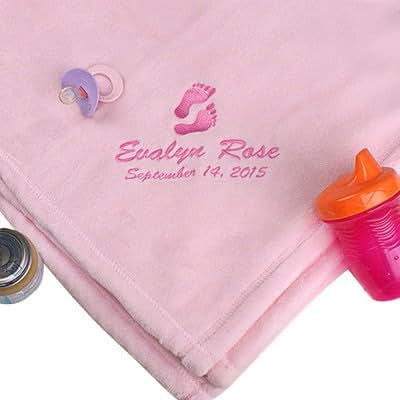 GiftsForYouNow Personalized Baby Girl Blanket, Faux Minx Fabric
